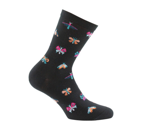 Mi-chaussettes en coton all over papillons MADE IN FRANCE