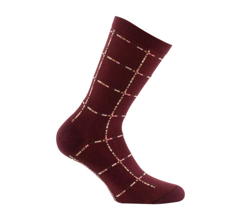 Mi-chaussettes en coton motif carreaux MADE IN FRANCE