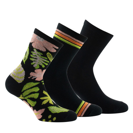 Lot de 3 paires de mi-chaussettes motif floral