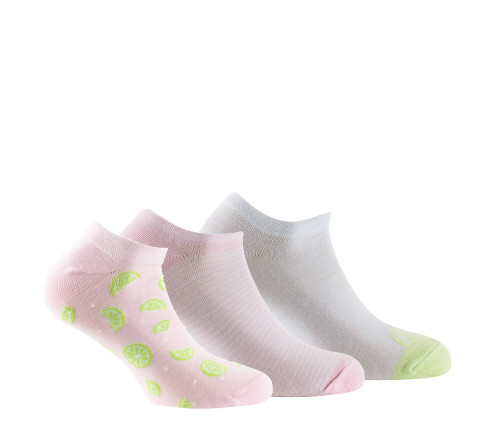 Lot de 3 paires d'invisibles en coton motifs citrons