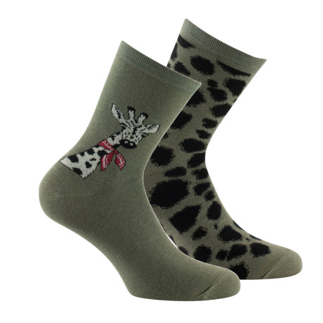 Lot de 2 paires de mi-chaussettes en coton motif Girafe