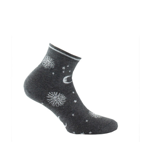 Socquettes en coton motif all over céleste MADE IN FRANCE