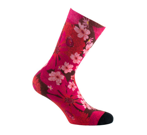 Mi-chaussettes imprimées en viscose motif fleurs