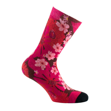 Mi-chaussettes imprimées en viscose motif fleurs