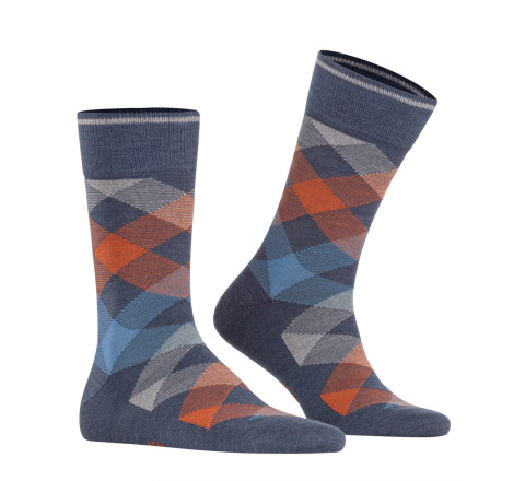 Chaussettes intarsia Newcastle en laine Bleu marine