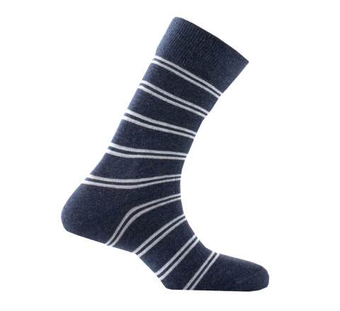 Mi-chaussettes homme en coton rayures MADE IN FRANCE