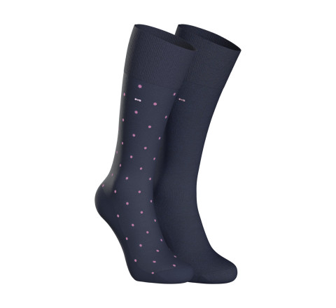 Lot de 2 paires de mi-chaussettes homme en coton pois et unie Eden Park