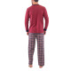 Pyjama long col rond jersey coton et pantalon en flanelle