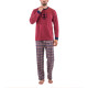 Pyjama long col rond jersey coton et pantalon en flanelle